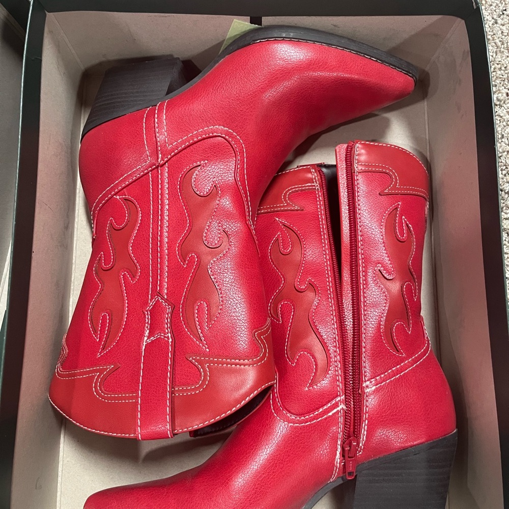 Wild Fable Red Ankle Booties with Western Stitching